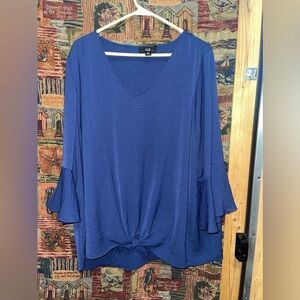 Ladies plus size slate blue AGB Blouse with bell sleeves size 2X